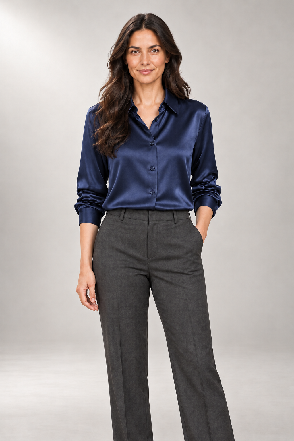 Darcy Shirt — Relaxed Fit & Lustrous Finish — Navy Blue view