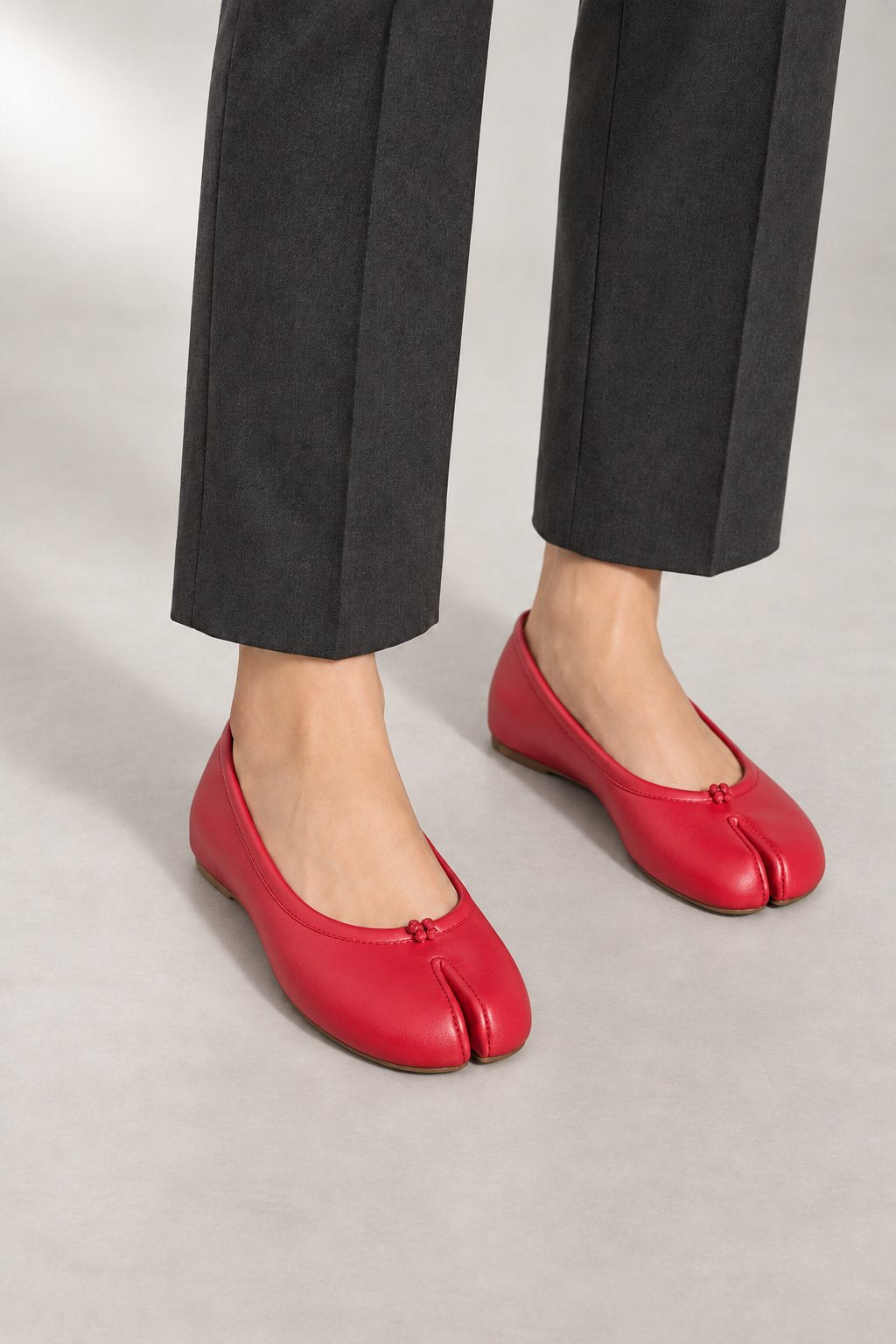 Lunari Ballet Flats — Distinctive Split-Toe Design — Red studio view