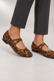 Double-Strap Mary Janes — Buckle-Detail Flats — detail view in our studio