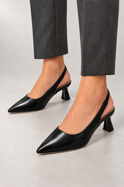 Joanne Slingback Heels — Pointed Toe & Kitten Heel — Black studio view