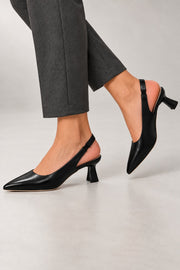 Joanne Slingback Heels — Pointed Toe & Kitten Heel — detail view in our studio