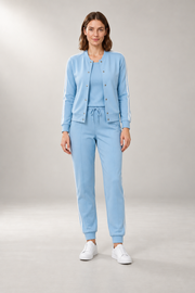 Three-Piece Bomber Tracksuit — Jacket, Top & Joggers — Blue studio view