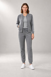 Three-Piece Bomber Tracksuit — Jacket, Top & Joggers — Gray studio view