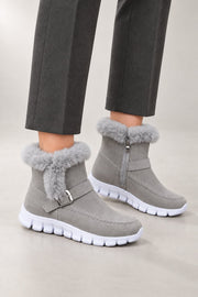 Adaline Ankle Boots — Textured Collar & Buckle Detail — detail view