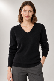 Alessia V-Neck Sweater — Relaxed Fit & Ribbed Trim — detail view