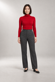 Iolanthe Turtleneck Sweater — Fine-Rib Fitted Knit — Red studio view