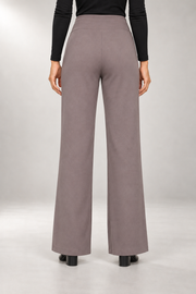 High-Waist Stretch Trousers — Straight-Leg Fit — back view in our studio