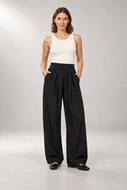 Naomi Wide-Leg Pants — Pleated Front & High Waist — Black view
