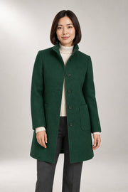 Sienna Tailored Coat — Stand Collar & Single-Breasted Front — Green studio view