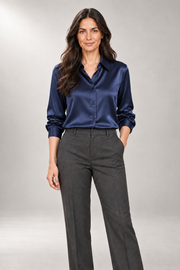 Darcy Shirt — Relaxed Fit & Lustrous Finish — Navy Blue view