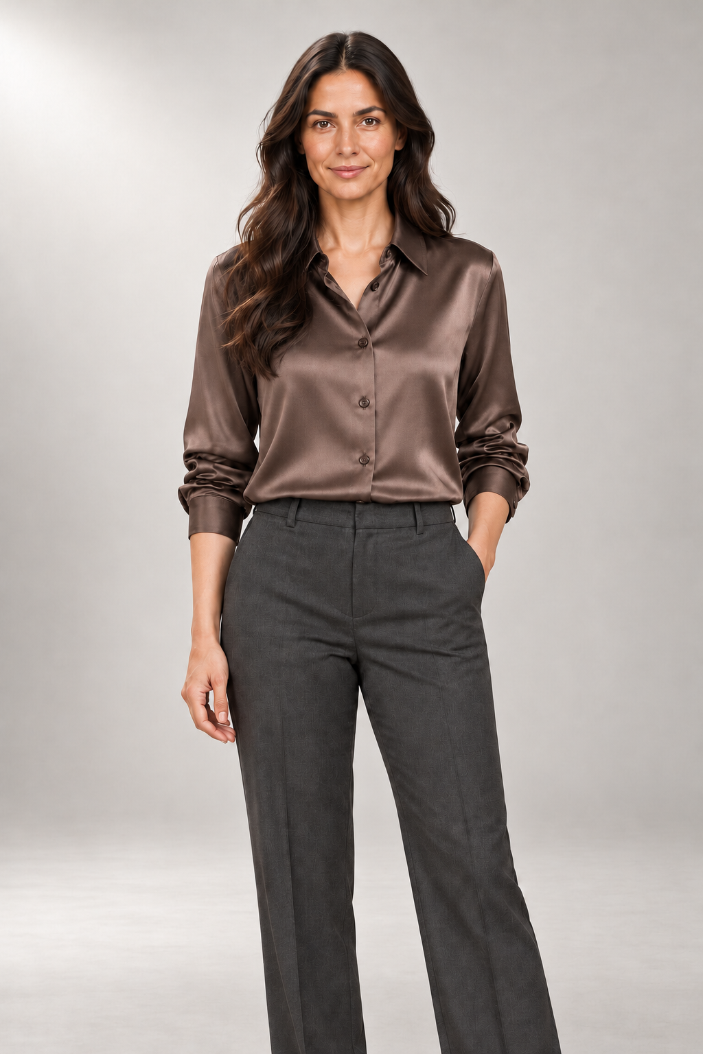 Darcy Shirt — Relaxed Fit & Lustrous Finish — Coffee view