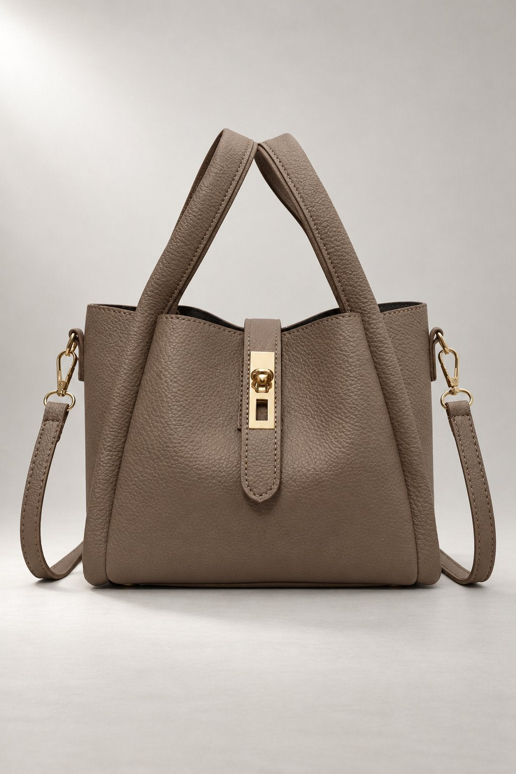 Everyday Tote Bag — Structured Shape & Crossbody Strap — Gray studio view