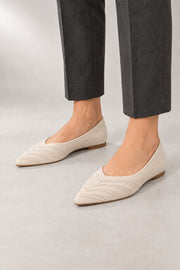 Janet Knit Loafers — Pointed Toe & Slip-On Fit — Beige studio view